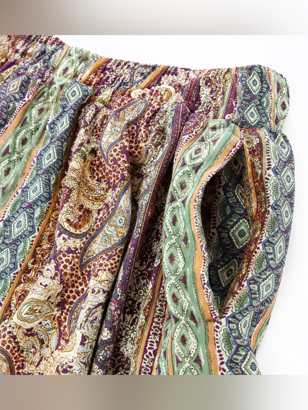 Boca Bay Petite Large Paisley Rayon Pull-On Crop Pants Boho Resort - Picture 13 of 16